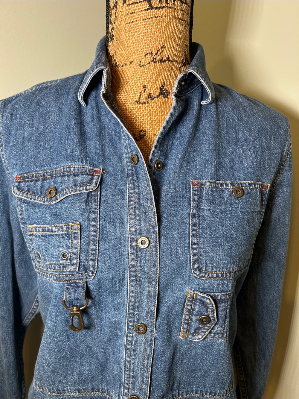 Ralph Lauren Jeans Co Snap Button Down Denim Utility Shacket Shirt 4 - Picture 5 of 14